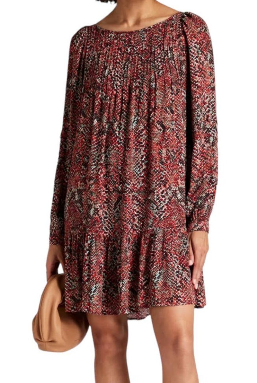 Nicholas Dress Devan Gathered snake print crepe minidress size 4